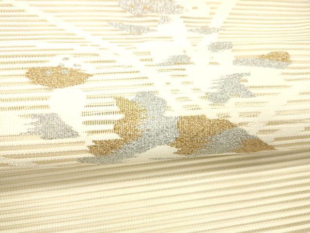 平和屋着物＊夏物 絽綴れ 八寸名古屋帯 草花文 金銀糸 正絹 逸品 DABC8541cm