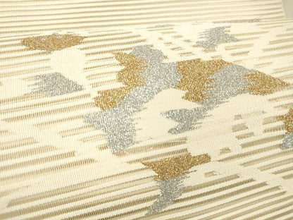 平和屋着物＊夏物 絽綴れ 八寸名古屋帯 草花文 金銀糸 正絹 逸品 DABC8541cm