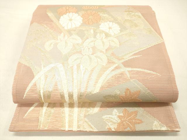 平和屋着物＊夏物 西陣 川島織物 六通柄 京袋帯 唐織 流水草花文 金糸 正絹 逸品 DABC8546cm