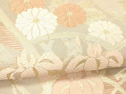 平和屋着物＊夏物 西陣 川島織物 六通柄 京袋帯 唐織 流水草花文 金糸 正絹 逸品 DABC8546cm