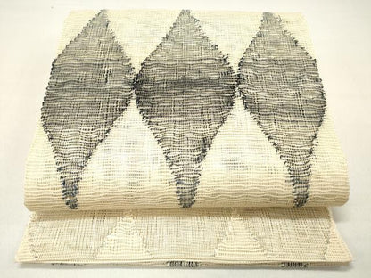 平和屋着物＊夏物 八寸名古屋帯 藍 抽象文様 正絹 逸品 DABC8547cm