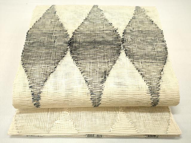 平和屋着物＊夏物 八寸名古屋帯 藍 抽象文様 正絹 逸品 DABC8547cm