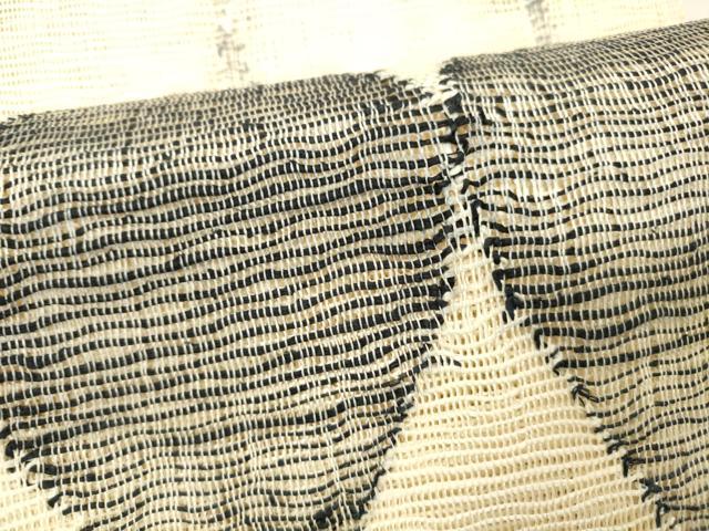 平和屋着物＊夏物 八寸名古屋帯 藍 抽象文様 正絹 逸品 DABC8547cm