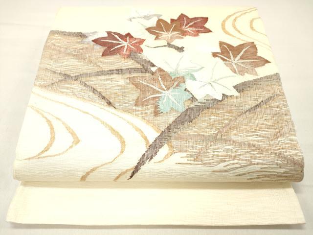 平和屋着物＊夏物 太鼓柄袋帯 すくい織 竜田川 正絹 逸品 DABC8549cm