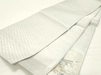 平和屋着物＊夏物 太鼓柄袋帯 櫛織 流水杜若 金銀糸 正絹 逸品 DABC8551cm