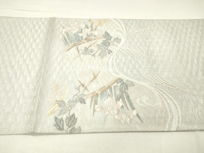 平和屋着物＊夏物 太鼓柄袋帯 櫛織 流水杜若 金銀糸 正絹 逸品 DABC8551cm