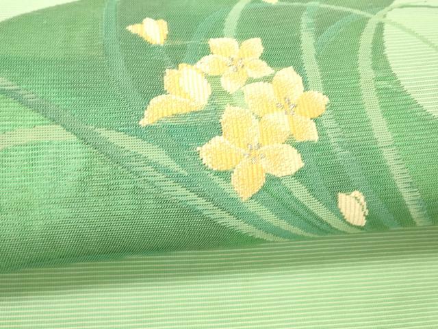 平和屋着物＊夏物 八寸名古屋帯 草花文 銀糸 DABC8554cm