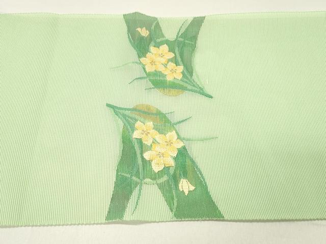 平和屋着物＊夏物 八寸名古屋帯 草花文 銀糸 DABC8554cm