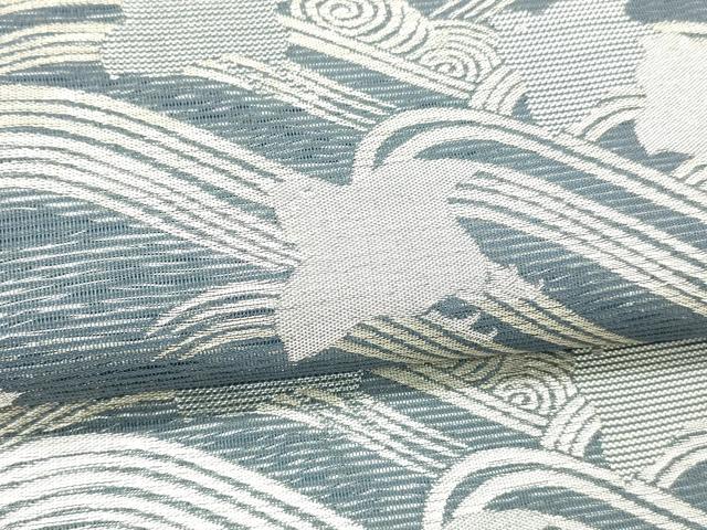 平和屋着物＊夏物 六通柄袋帯 流水千鳥文 銀糸 正絹 逸品 DABC8555cm
