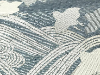 平和屋着物＊夏物 六通柄袋帯 流水千鳥文 銀糸 正絹 逸品 DABC8555cm