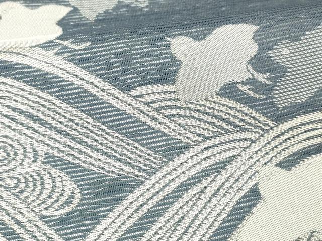 平和屋着物＊夏物 六通柄袋帯 流水千鳥文 銀糸 正絹 逸品 DABC8555cm