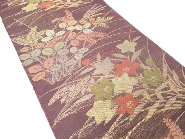 平和屋着物＊夏物 六通柄 本袋帯 草花文 金糸 正絹 逸品 DABC8556cm
