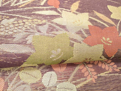 平和屋着物＊夏物 六通柄 本袋帯 草花文 金糸 正絹 逸品 DABC8556cm