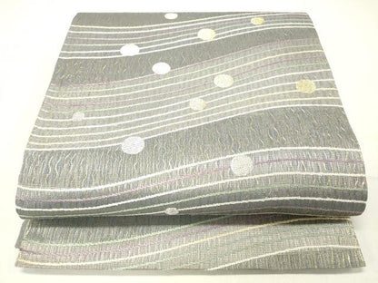 平和屋着物＊夏物 六通柄袋帯 櫛織 流水丸文 金銀糸 正絹 逸品 DABC8558cm