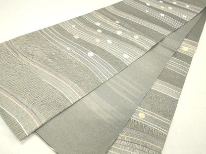 平和屋着物＊夏物 六通柄袋帯 櫛織 流水丸文 金銀糸 正絹 逸品 DABC8558cm