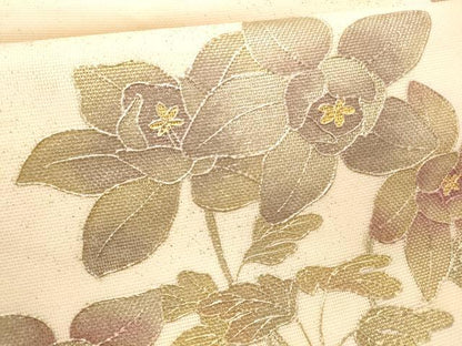 平和屋着物＊夏物 金彩友禅 卓越技能者・名工・和田光正 九寸名古屋帯 草花文 金銀彩 正絹 逸品 DABC8559cm