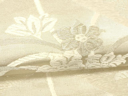 平和屋着物＊夏物 六通柄袋帯 唐織 草花門 銀糸 正絹 逸品 DABC8564cm