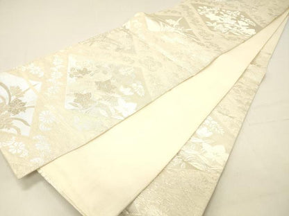 平和屋着物＊夏物 六通柄袋帯 唐織 草花門 銀糸 正絹 逸品 DABC8564cm