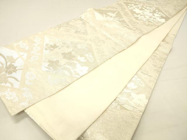 平和屋着物＊夏物 六通柄袋帯 唐織 草花門 銀糸 正絹 逸品 DABC8564cm