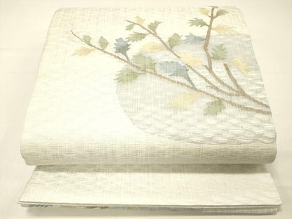 平和屋着物＊夏物 太鼓柄袋帯 櫛織 枝葉文 正絹 逸品 DABC8565cm