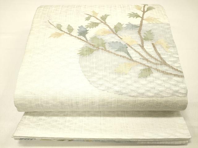 平和屋着物＊夏物 太鼓柄袋帯 櫛織 枝葉文 正絹 逸品 DABC8565cm