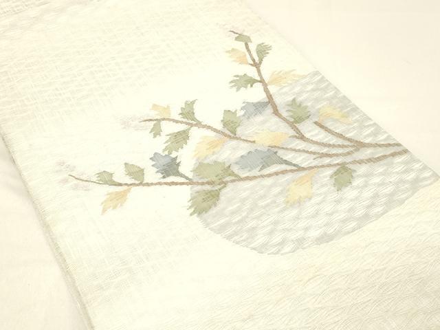 平和屋着物＊夏物 太鼓柄袋帯 櫛織 枝葉文 正絹 逸品 DABC8565cm