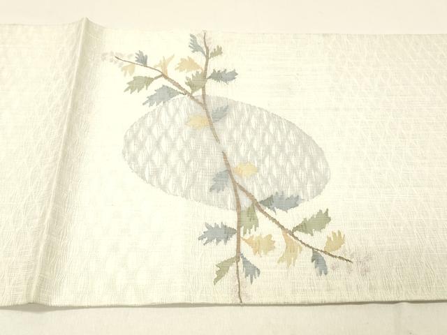 平和屋着物＊夏物 太鼓柄袋帯 櫛織 枝葉文 正絹 逸品 DABC8565cm