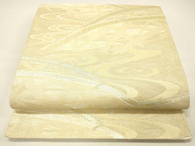 平和屋着物＊夏物 六通柄袋帯 流水籬文 金糸 正絹 逸品 DABC8566cm