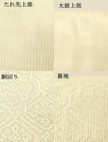 平和屋着物＊夏物　絽綴れ　太鼓柄袋帯　絽刺し　流水吉祥花文　正絹　逸品　DABC8573cm