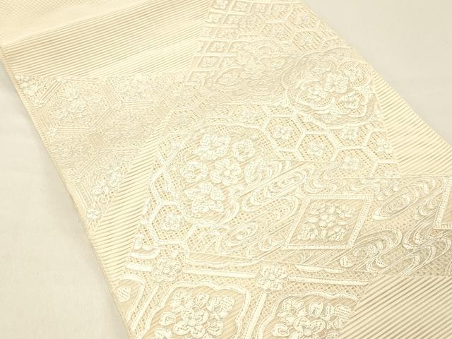 平和屋着物＊夏物　絽綴れ　太鼓柄袋帯　絽刺し　流水吉祥花文　正絹　逸品　DABC8573cm