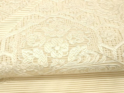 平和屋着物＊夏物　絽綴れ　太鼓柄袋帯　絽刺し　流水吉祥花文　正絹　逸品　DABC8573cm