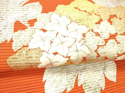 平和屋着物＊夏物 絽綴れ 八寸名古屋帯 刺繍 紫陽花 金銀彩 正絹 逸品 DABC8575cm