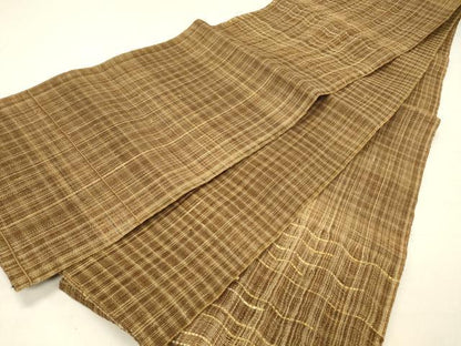 平和屋着物＊夏物 太鼓柄袋帯 櫛織 よろけ縞 金銀糸 正絹 逸品 DABC8577cm