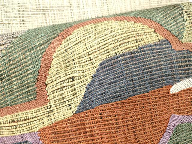 平和屋着物＊夏物 八寸名古屋帯 櫛織 抽象文様 金糸 正絹 逸品 DABC8579cm