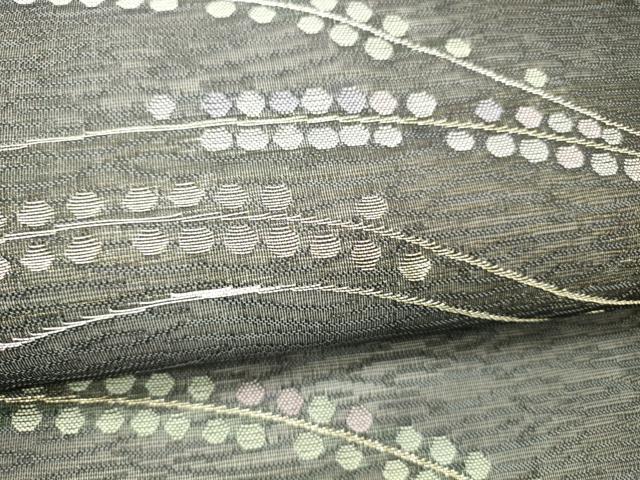 平和屋着物＊夏物 九寸名古屋帯 抽象丸文 銀糸 正絹 逸品 DABC8580cm