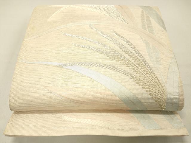 平和屋着物＊夏物 六通柄袋帯 草葉文 金銀糸 正絹 逸品 DABC8581cm