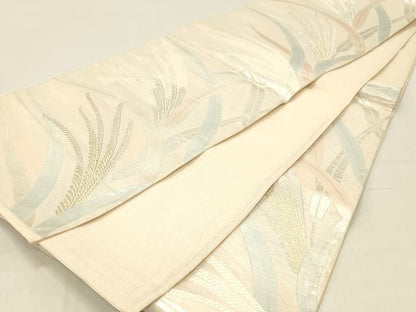 平和屋着物＊夏物 六通柄袋帯 草葉文 金銀糸 正絹 逸品 DABC8581cm