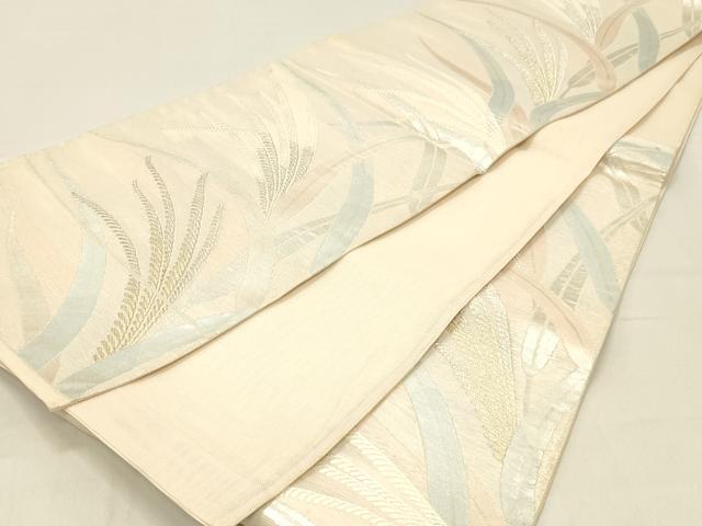 平和屋着物＊夏物 六通柄袋帯 草葉文 金銀糸 正絹 逸品 DABC8581cm
