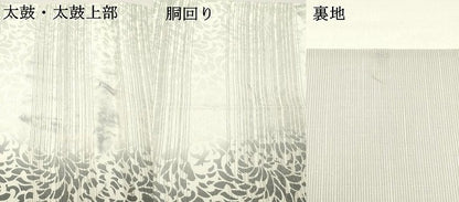 平和屋着物▽全通柄袋帯 スリーシーズン 春夏秋 乱菊 銀糸 正絹 逸品 DABC8588cm