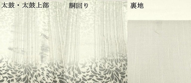 平和屋着物▽全通柄袋帯 スリーシーズン 春夏秋 乱菊 銀糸 正絹 逸品 DABC8588cm