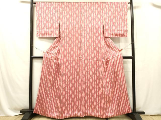 平和屋着物■上質な小紋　絞り　立涌文　正絹　逸品　DABC8589cm