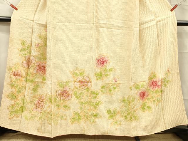 平和屋着物■訪問着　総絞り　駒刺繍　草花文　金彩　正絹　逸品　DABC8591cm
