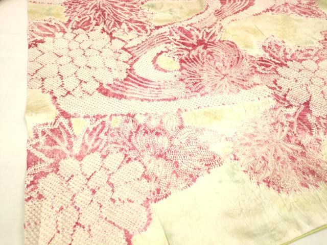 平和屋着物■訪問着　絞り　流水草花文　暈し染め　正絹　逸品　DABC8593cm