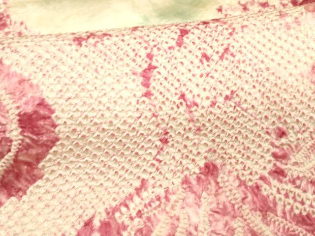 平和屋着物■訪問着　絞り　流水草花文　暈し染め　正絹　逸品　DABC8593cm