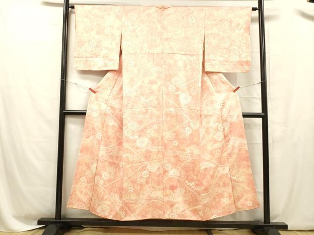 平和屋着物■上質な小紋　絞り　草花文　暈し染め　正絹　逸品　DABC8594cm
