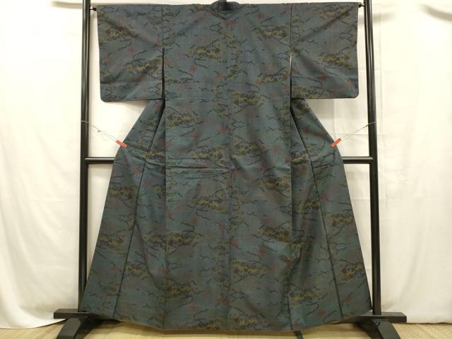 平和屋着物■本場大島紬 7マルキ 地紙草花文 正絹 逸品 DABC8595cm