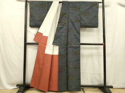 平和屋着物■本場大島紬 7マルキ 地紙草花文 正絹 逸品 DABC8595cm