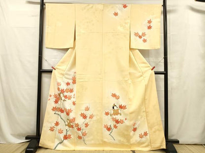 平和屋着物■訪問着　刺繍　童子枝葉文　暈し染め　金彩　正絹　逸品　DABC8599cm