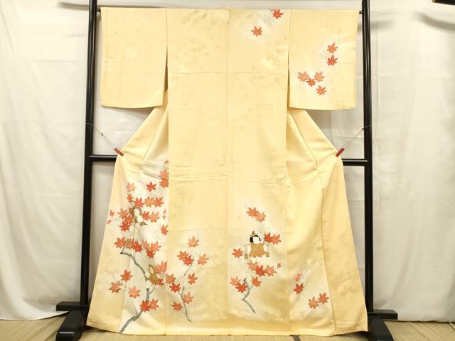 平和屋着物■訪問着　刺繍　童子枝葉文　暈し染め　金彩　正絹　逸品　DABC8599cm
