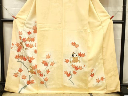 平和屋着物■訪問着　刺繍　童子枝葉文　暈し染め　金彩　正絹　逸品　DABC8599cm